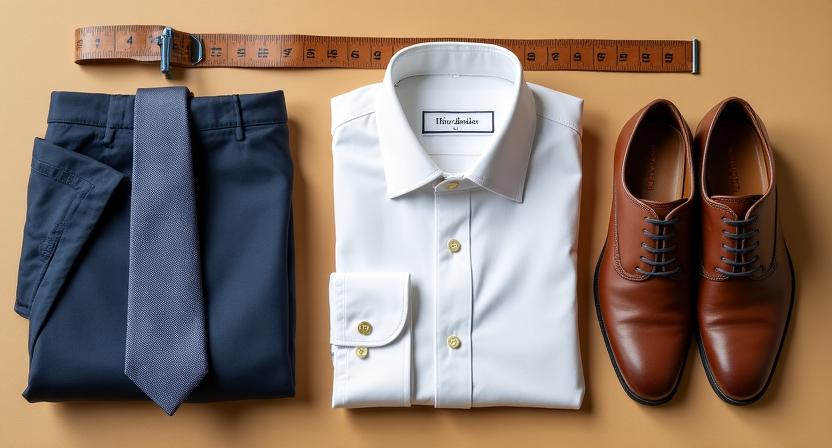 Primo piano di tessuti pregiati e accessori sartoriali per lo sposo